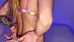 Spanish slut Natty Mellow masturbates with toys