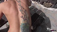 Big tits super horny spanish brunette babe fuck stranger outdoors