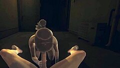 Japanese-style anime porn with 3D animation of POV blowjob and creampie