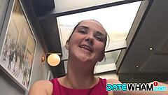 Tight brunette endures intense pussy pounding in POV