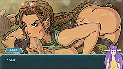 star chanel's early part features lara croft in hentai blowjob scene