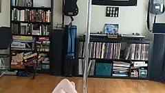 Curvy Black Beauty Strips Blue Skirt Showing Big Tits