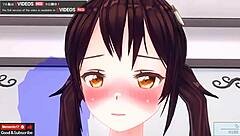 Why won't it enter her virgin pussy? Creampie in this anime first time.