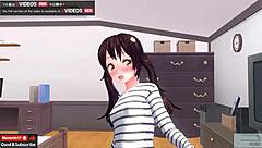 Why won't it enter her virgin pussy? Creampie in this anime first time.