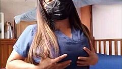 Hot nurse in hot hospital scene with solo action and patient satisfaction