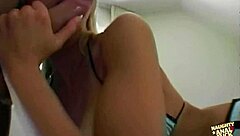 Blonde Rides Hard in Stockings Before Bent Over Anal Cumshot!