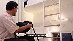 I fool around with my roommate in the bedroom after rehearsing a script, clothes ripped.