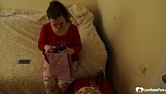 hot stepdaughter pleasures herself with a dildo at home