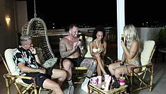 Morena safada rebola em cima do pau tem seus peitos chupados pela bruna carlos que mostra sua buceta - bruna e ale sheer red