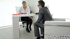 Mature babe moans while sucking cock hard