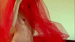 Odette’s Red Bed Tease with Blonde Pussy Play
