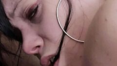 brunette slut enjoys first porn by masturbating wet pussy