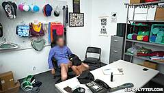 A security officer enjoys Jenna’s ebony pussy and she even gives a blowjob to him at work.