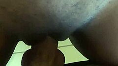 Shaved Ebony Whore Gets Fucked And Creampied In Interracial POV