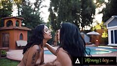 Beautiful breasts and round ass get pounded in a hot threesome