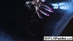 sexy blonde pornstar shyla stylezs shows big tits and ass in smoking fetish