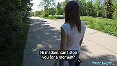 i met freaky blonde nesty in public and she demanded sex outside for cash