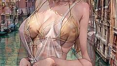 Blonde in Venice flashes her pussy outdoors