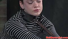 Hogtied submissive gets gagged and dominated 😏