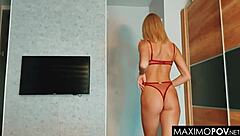 sexiest blonde swallows monster cock in sloppy hotel blowjob