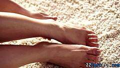 European Babe Delivers Footjob Leading to Cumshot Fetish