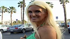 Blonde Covers Her Big Tits With Cumshot To Win Friend