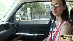 Young beauty gets a lift and gives a blow job in exchange for a ride home in a two part series.