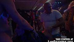 at the swing party, everyone was licking and sucking in a wild 4some