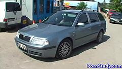 nudist eurobabe teases mechanics on beach