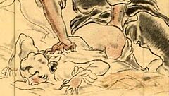 Vintage erotic illustration of antique anime hentai