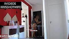 wife receives delivery guy in see-through outfit