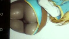 Princess Zelda anime cum tribute in latex costume