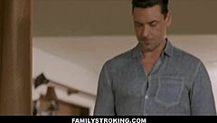 Petite blonde stepdaughter athena fleurs shows stepdad and stepbrother her blowjob skills