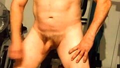 Free webcam show of a naked man working out ends with a facial