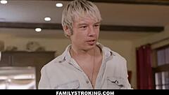 Petite blonde stepdaughter athena fleurs shows stepdad and stepbrother her blowjob skills