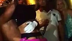 Latino stripper in venezuelan party performing oral and stripping