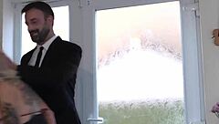 Blonde submissive deepthroats huge knockers