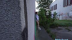 public agent catches woman masturbating outdoors craving big cock