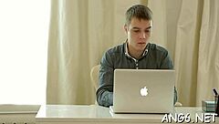 Stud licks teen playgirl's pussy in POV