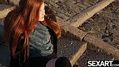 Stunning Redhead Jia Lissa Climaxes Hard on Huge Dildo