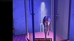 Showering Cartoon Bathing Scene