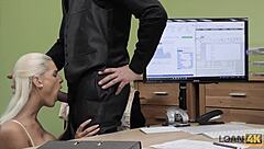 Loan4k, umm, Creditor Lets Milf Play with His Cock at Office
