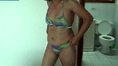 latina mom teases in bikini then gets fucked