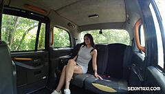 Brunette Amateurs Lick And Handjob In Taxi Car!