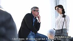 Lovesome college girl seduced and intensely drilled by elder teacher