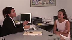 Lesbian Boss Fucks Her Secretary With Strapon Toys!