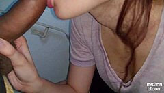 Big tits teen gets pummelled on public staircase
