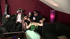 Four teens at the masquerade ball go wild in a total orgy