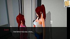 Redhead milf and teenage girls in an erotic cartoon game