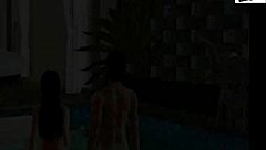 Redhead milf and teenage girls in an erotic cartoon game